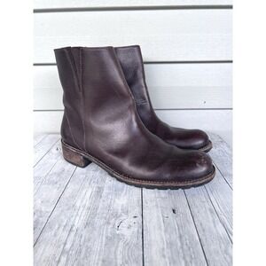 LLBean Chelsea Leather Casual Boots Women's Sz 9.5 M Block Heel Side Zip